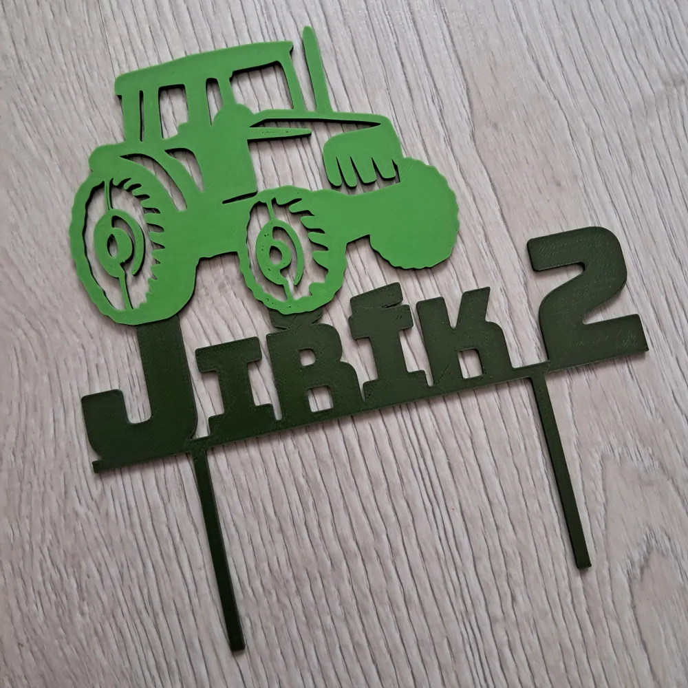 Dortový zápich traktor se jménem na přání