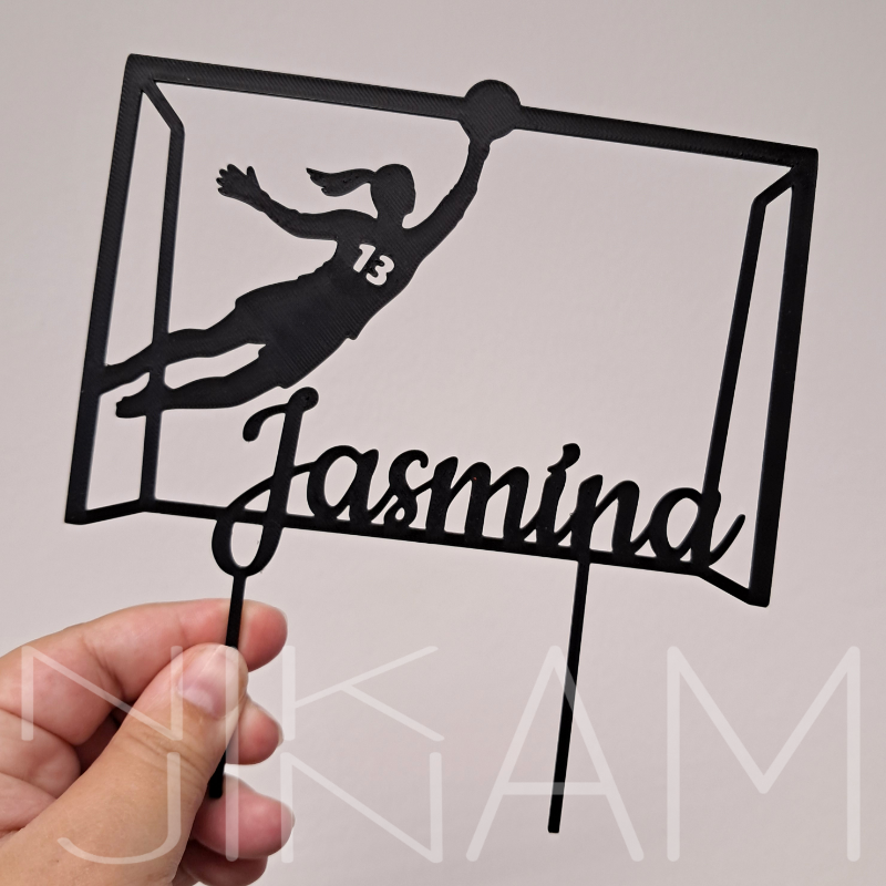 Dortový zápich brankářka se jménem a číslem na přání