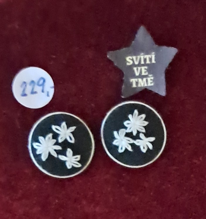 Vyšívané náušnice bílé květiny svítící ve tmě