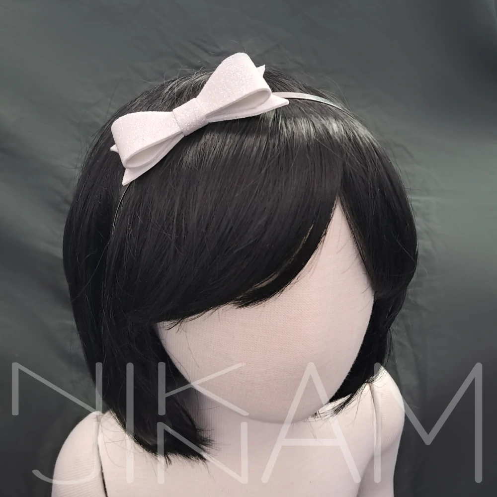 Čelenka s třpytivou mašlí bílá