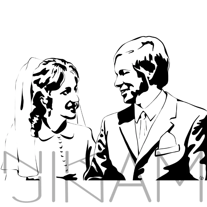 Portrét podle fotografie - silueta jednobarevná