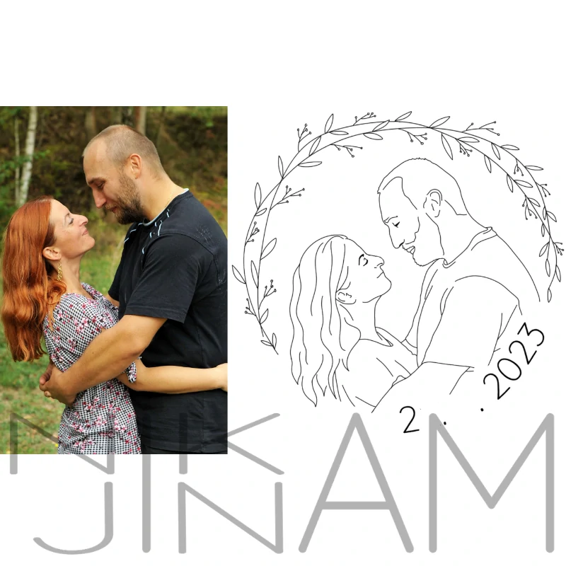 Portrét podle fotografie - linework