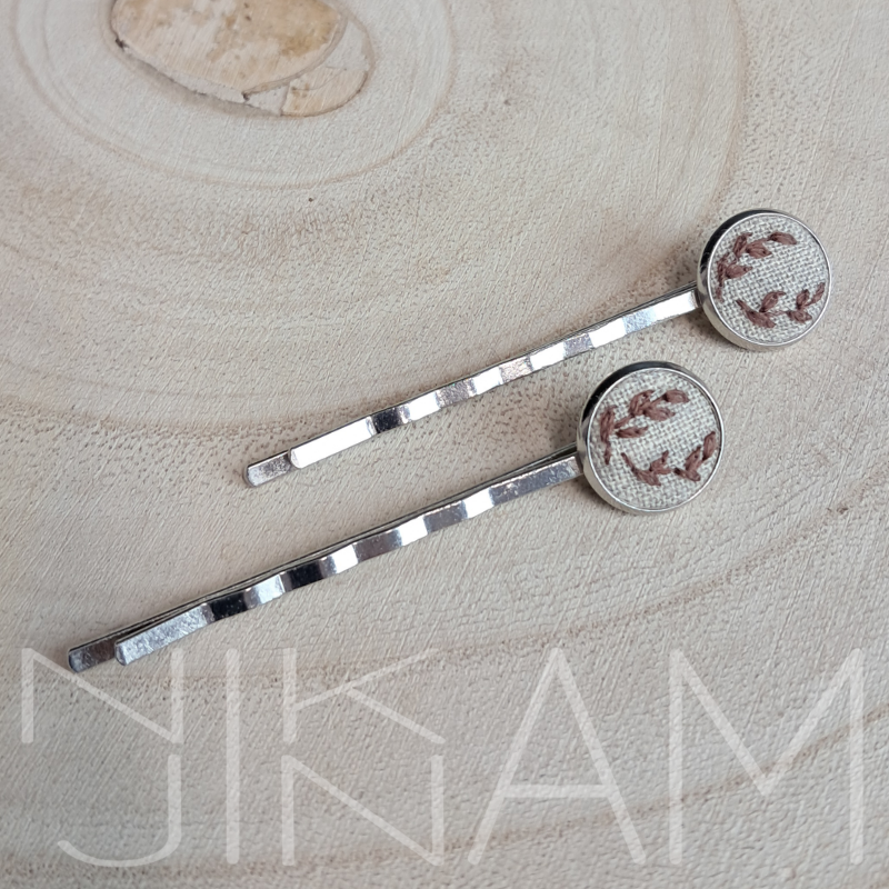 Vyšívané sponky do vlasů - větvička