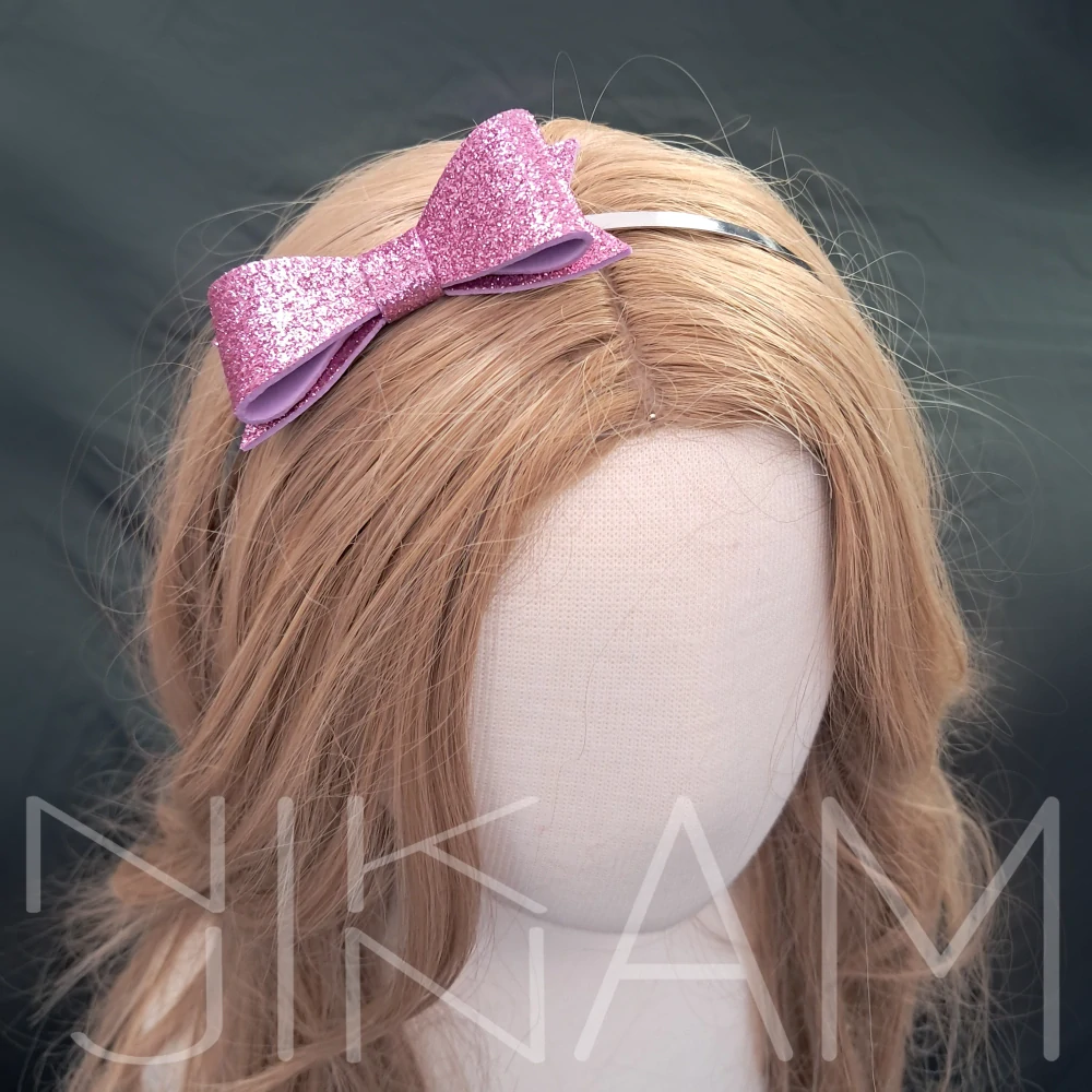 Čelenka s třpytivou mašlí růžová