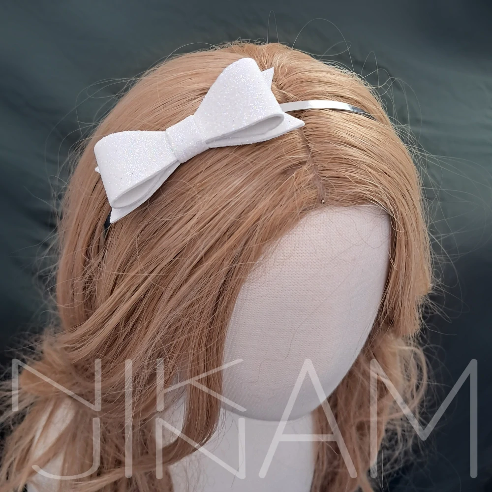 Čelenka s třpytivou mašlí bílá