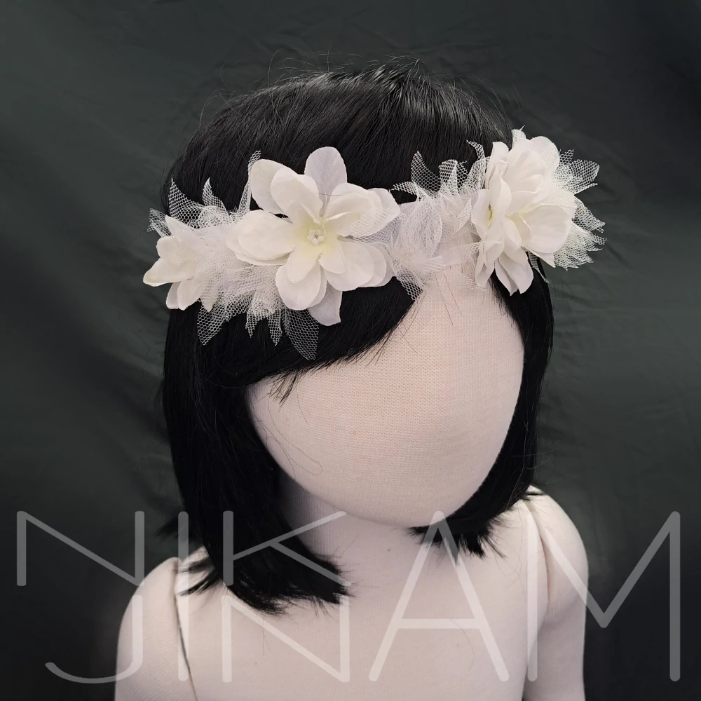 Čelenka s květy smetanová