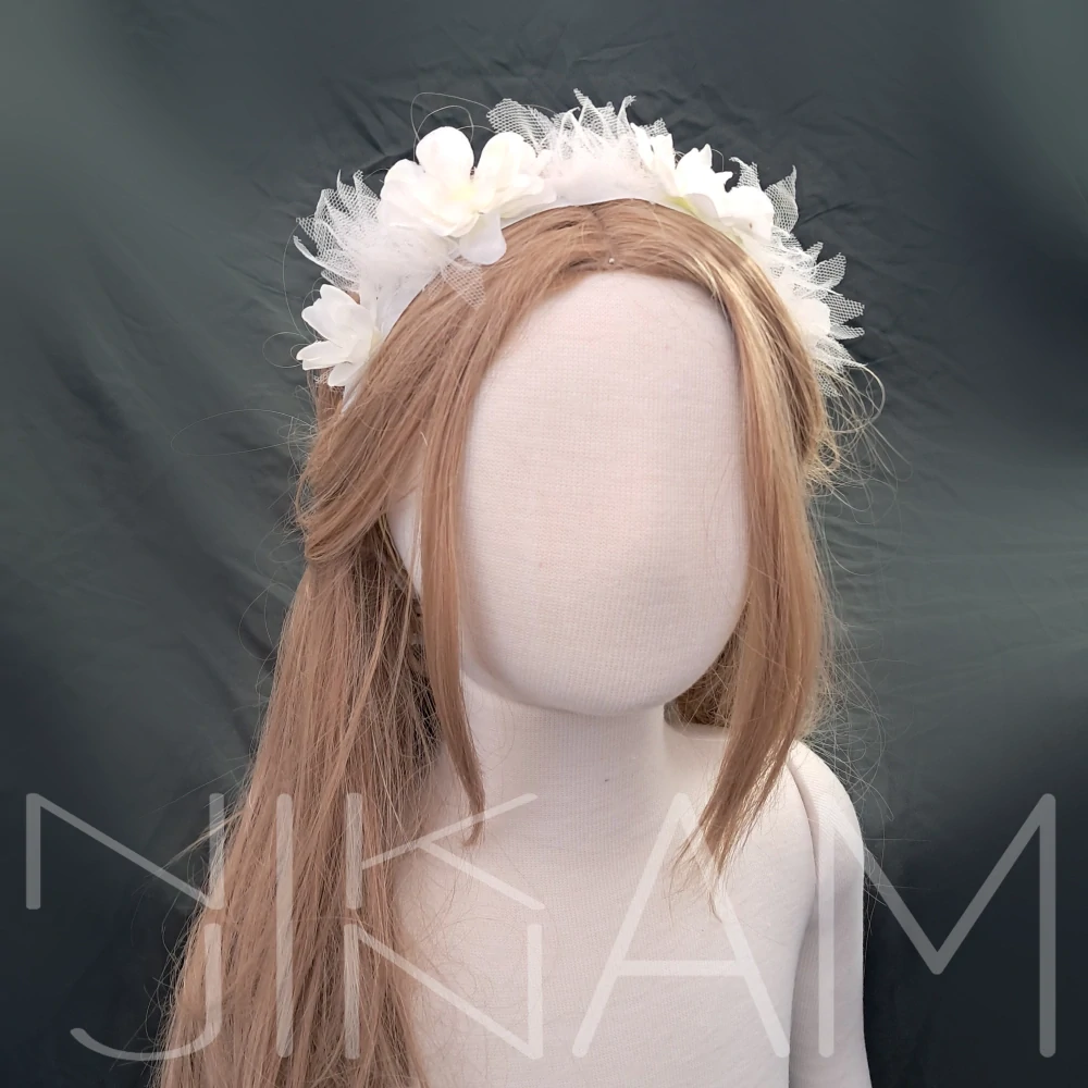 Čelenka s květy smetanová