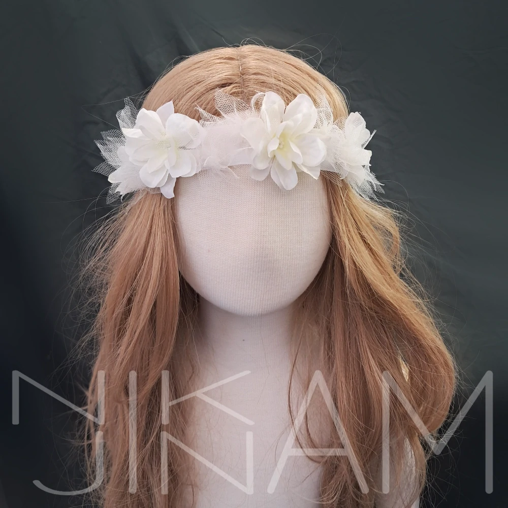 Čelenka s květy smetanová