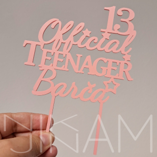 Dortový zápich Officiální teenager se jménem na přání