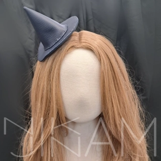 Čarodejnický mini klobouk - sponka do vlasů, modrý