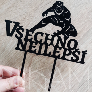 Dortový zápich Všechno nejlepší Black Panther